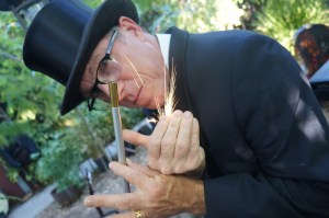 Photo of David Lovering of The Pixies and sparks.